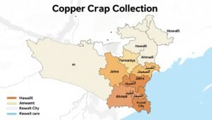 خريطة الكويت توضح مناطق تغطية خدمة شراء سكراب النحاس