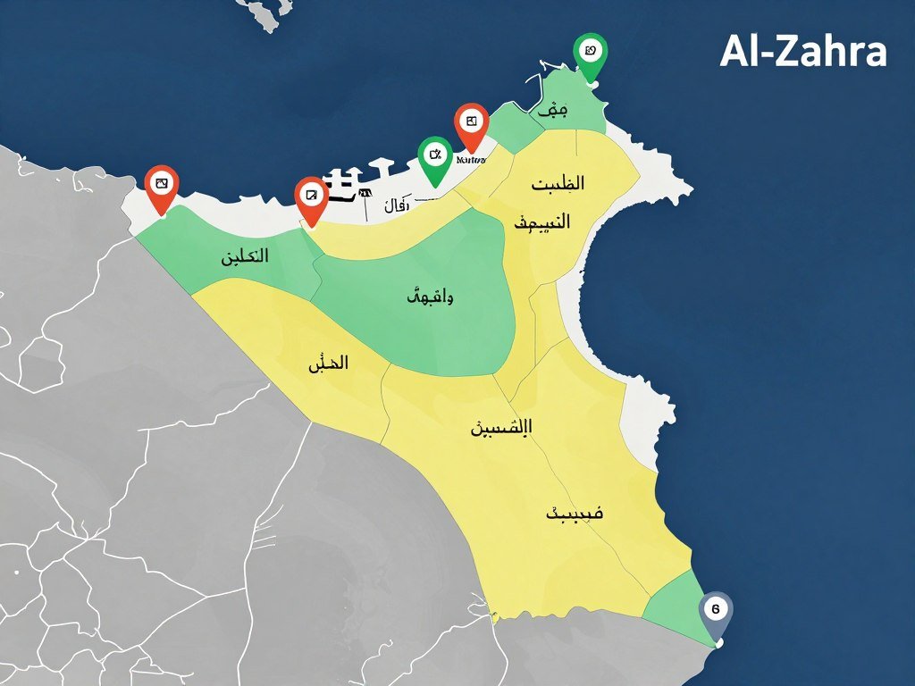 خريطة مناطق الخدمة في الزهراء والكويت