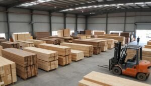 مستودع شراء الخشب المستعمل مع كميات كبيرة من المواد المنظمة