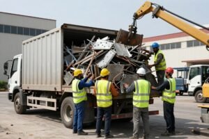 فريق محترف يعمل في موقع شركة لجمع السكراب