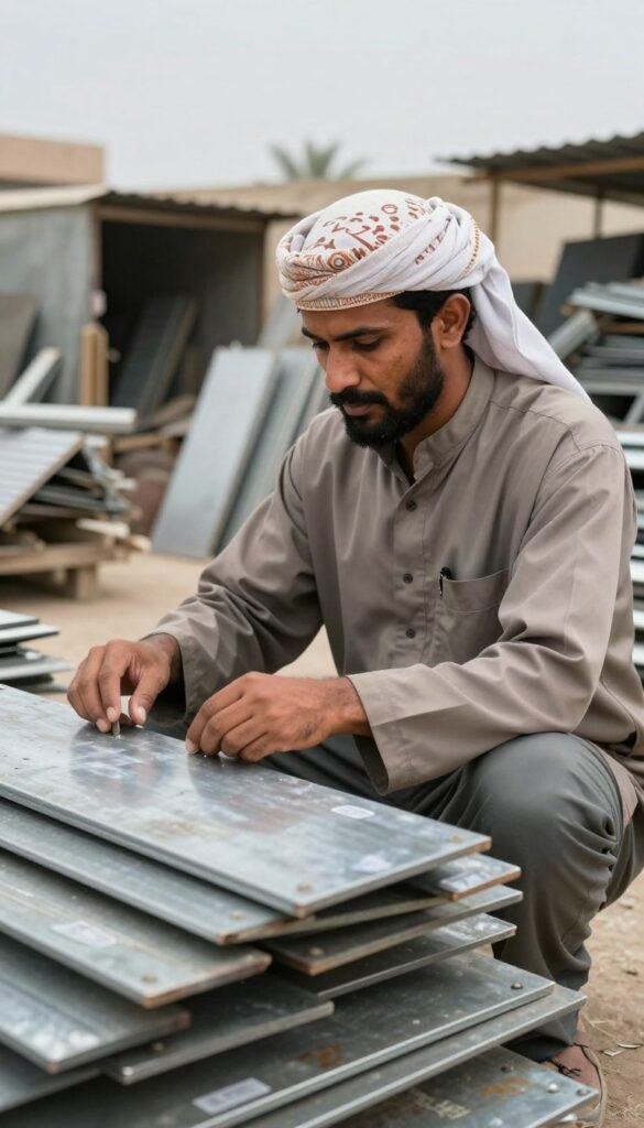 تاجر سكراب يفحص المواد تاجر سكراب يفحص المواد