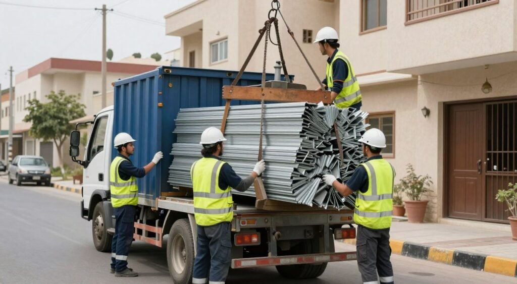 فريق يرفع وينقل سكراب من موقع في الكويت